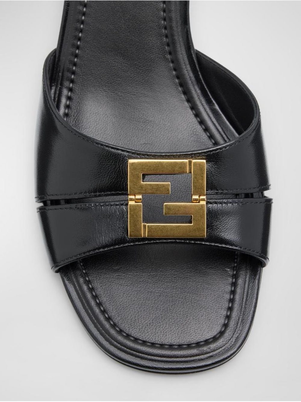 Fendi Fold Leather Kitten-Heel Sandals